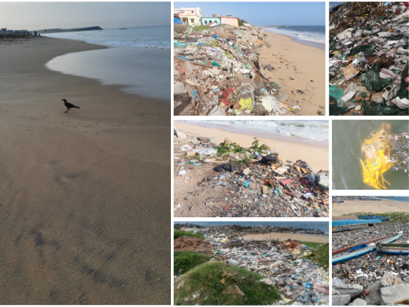 Litter at Enayam Puthenthurai Beach